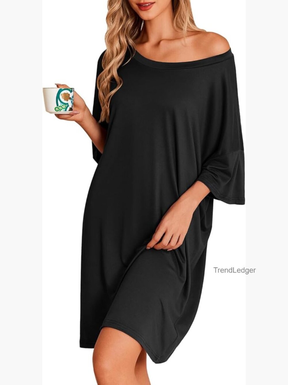 Women Short Sleeve Sleep Shirt Soft Nightgown Bamboo Viscose